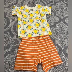 Hanna Andersson Sunshine Print Top and Striped Shorts Set